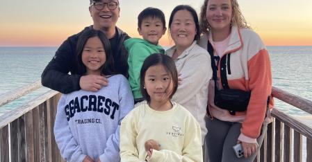 au pair with host family at a beach