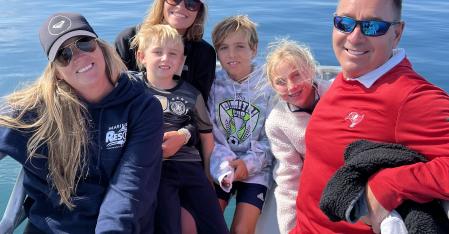 au pair with host family on a boat