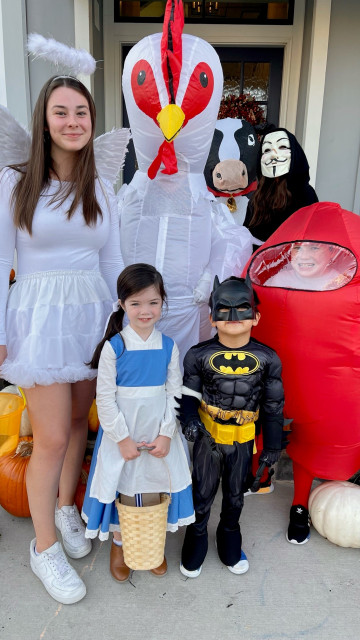 Host Family and Au pair in Halloween Costumes