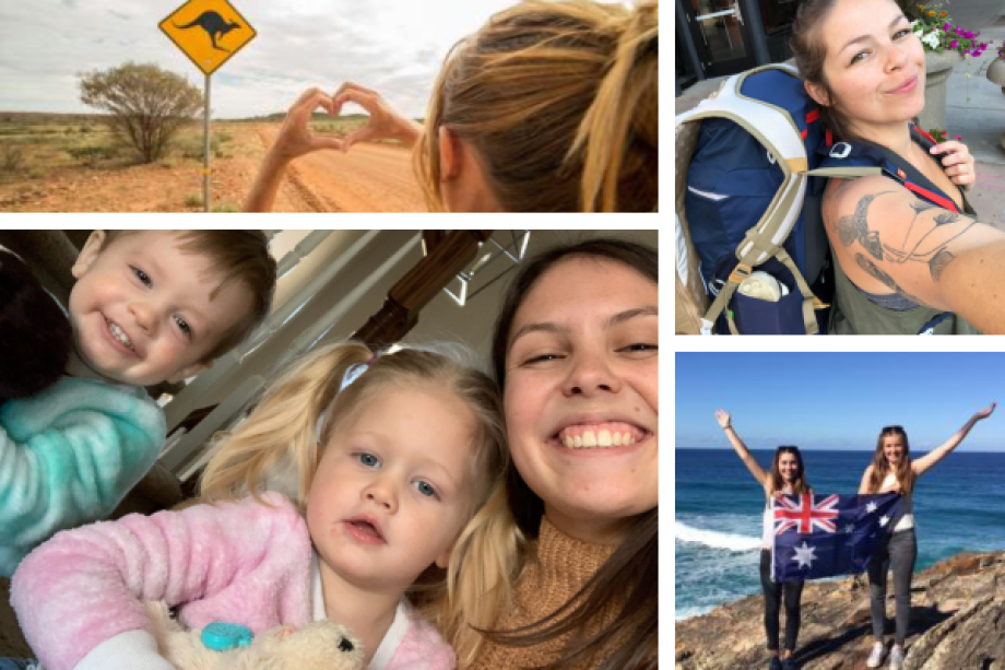 Au pair in Australia collage of different au pair impressions - with host kids and travel photos