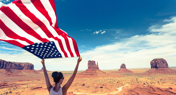 au pair with flag usa
